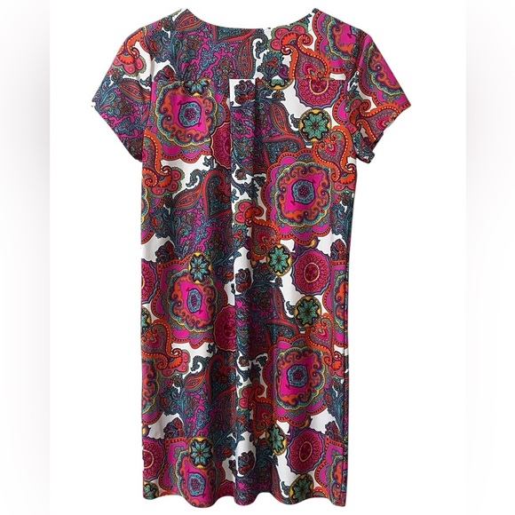 Jude Connally Ella multicolor paisley short sleeve shift dress Made in the USA - Picture 4 of 10